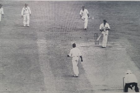 Keith Miller bowled John Trim 47 (Source: With the West Indies in Australia 1951/52/A G Moyes)