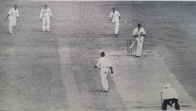 Keith Miller bowled John Trim 47 (Source: With the West Indies in Australia 1951/52/A G Moyes)