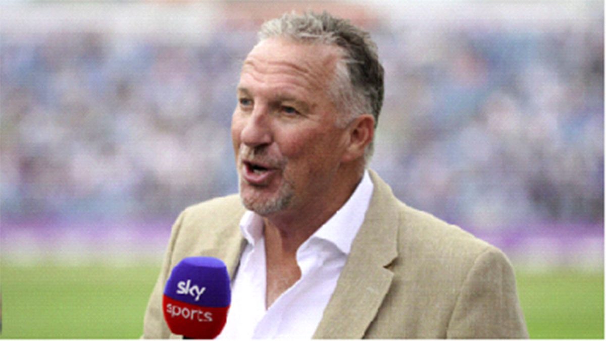 Sir Ian Botham, pictured
commentating for Sky in 2018, has been elected as Durham’s Honorary President  •  Getty Images