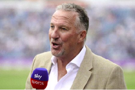 Sir Ian Botham, pictured
commentating for Sky in 2018, has been elected as Durham's Honorary President  •  Getty Images