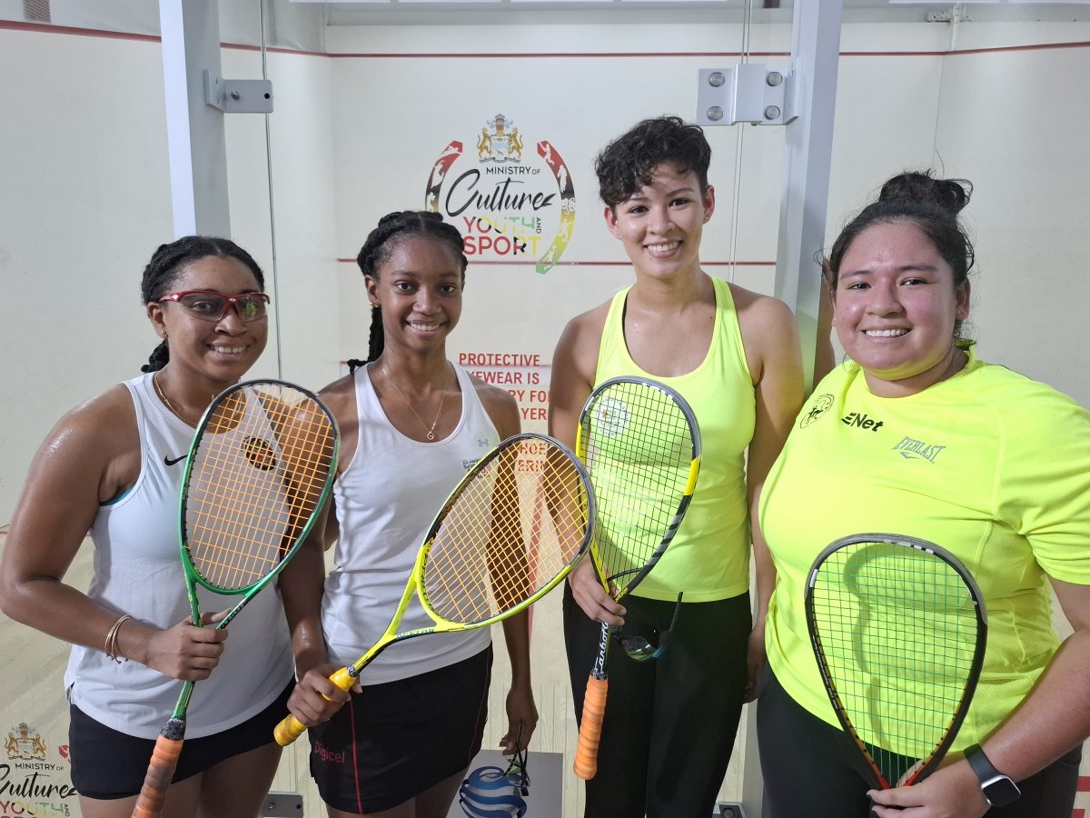 The sibling combination (left) of Akeila/Larissa Wiltshire defeated the team of Taylor Fernandes-Henry/Victoria Arjoon in the women’s doubles.