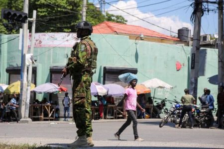 A Kenyan policeman in Haiti (Reuters photo)