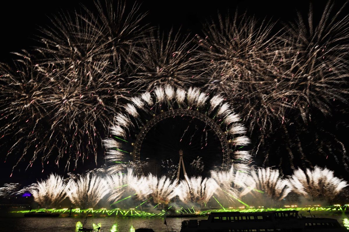 Happy New Year: Fireworks explode over the London Eye Ferris wheel as Britons across the country welcome the New Year, in London, Britain, January 1. REUTERS/Isabel Infantes