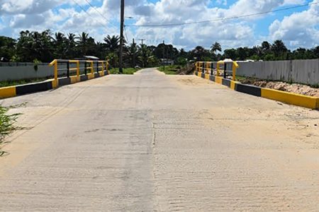 A newly-constructed bridge in Bartica