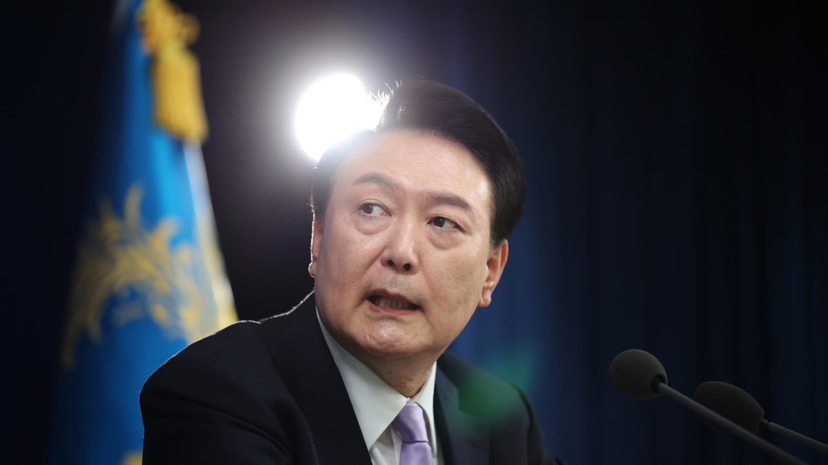 SEOUL, SOUTH KOREA - NOVEMBER 07: South Korean President Yoon Suk-yeol attends a press conference on state affairs at the presidential office on Nov. 7, 2024.Pool | Getty Images News | Getty Images