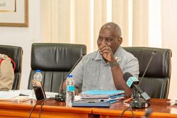 Minister of Home Affairs Robeson Benn during his Ministry’s end-of-year press conference yesterday