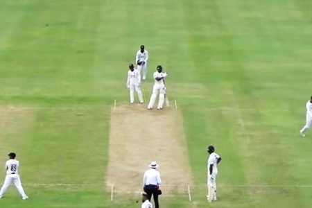 Part of the action from day one of the Guyana Harpy Eagles first round encounter against the Barbados Pride at the Providence National Stadium.