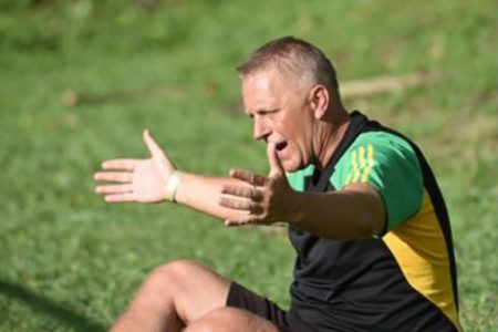 Former Reggae Boyz coach Heimir Hallgrímsson during ‘happier’ times.