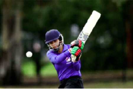 Stanikzai of Afghanistan Women’s XI bats during the cricket match between Afghanistan Women’s XI and Cricket Without Borders XI at Junction Oval in Melbourne on January 30. — AFP