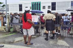 Pensioners at the NIS office at Brickdam were unsure of where they should collect their cash grant cheque. 