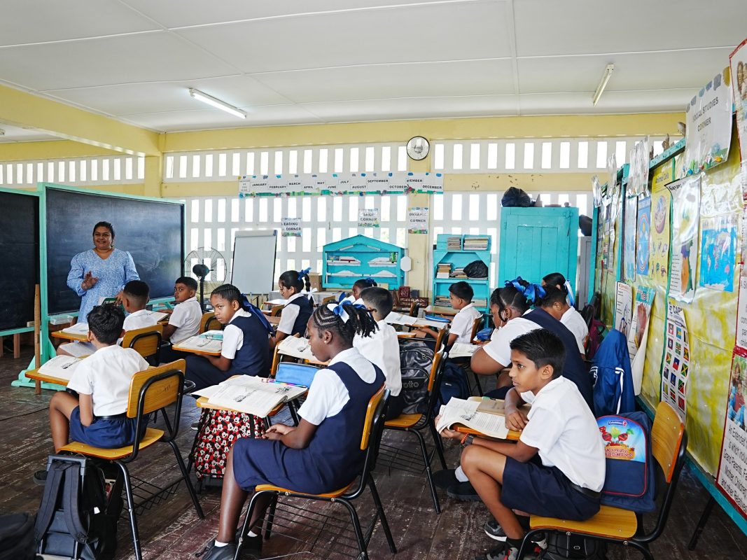 A scene from La Bonne Intention Primary School yesterday. (Ministry of Education photo)