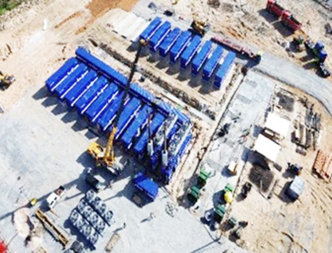 An aerial view of the APAN generators being removed from their containers (Bharat Harjohn photo)