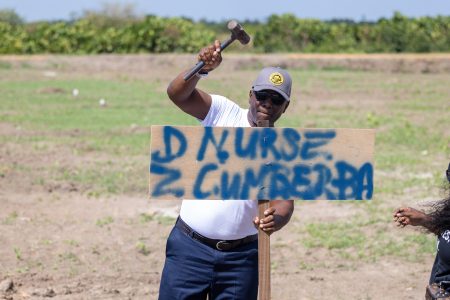 One of the recipients marking his lot (CH&PA photo)