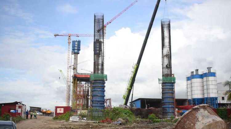 Part of the new bridge under construction