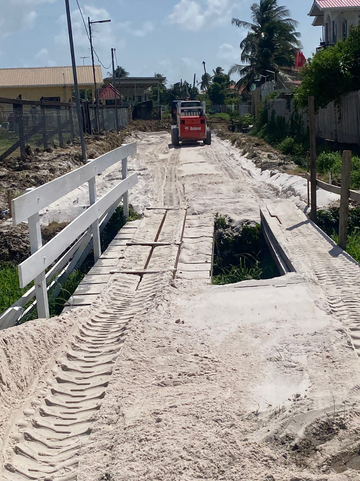 The street that is under construction. 