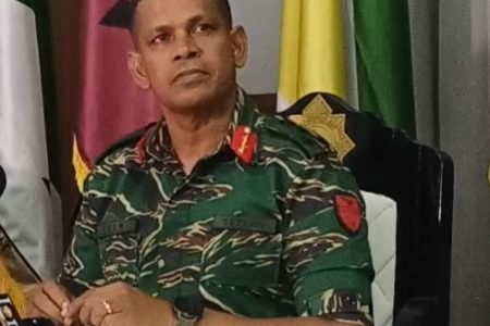 Chief of Defence Staff, Brigadier Omar Khan answering questions yesterday.