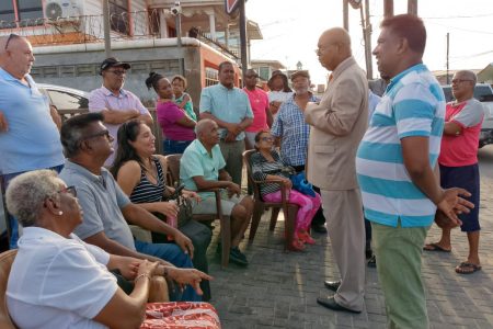 Minister of Public Works, Juan Edghill visited Sandy Babb Street in Kitty yesterday to engage with residents on a number of pressing concerns, with a particular focus on drainage issues affecting the area.
Edghill was accompanied by  Colin Gittens, Head of the Special Projects Unit. (Ministry of Public Works photo)