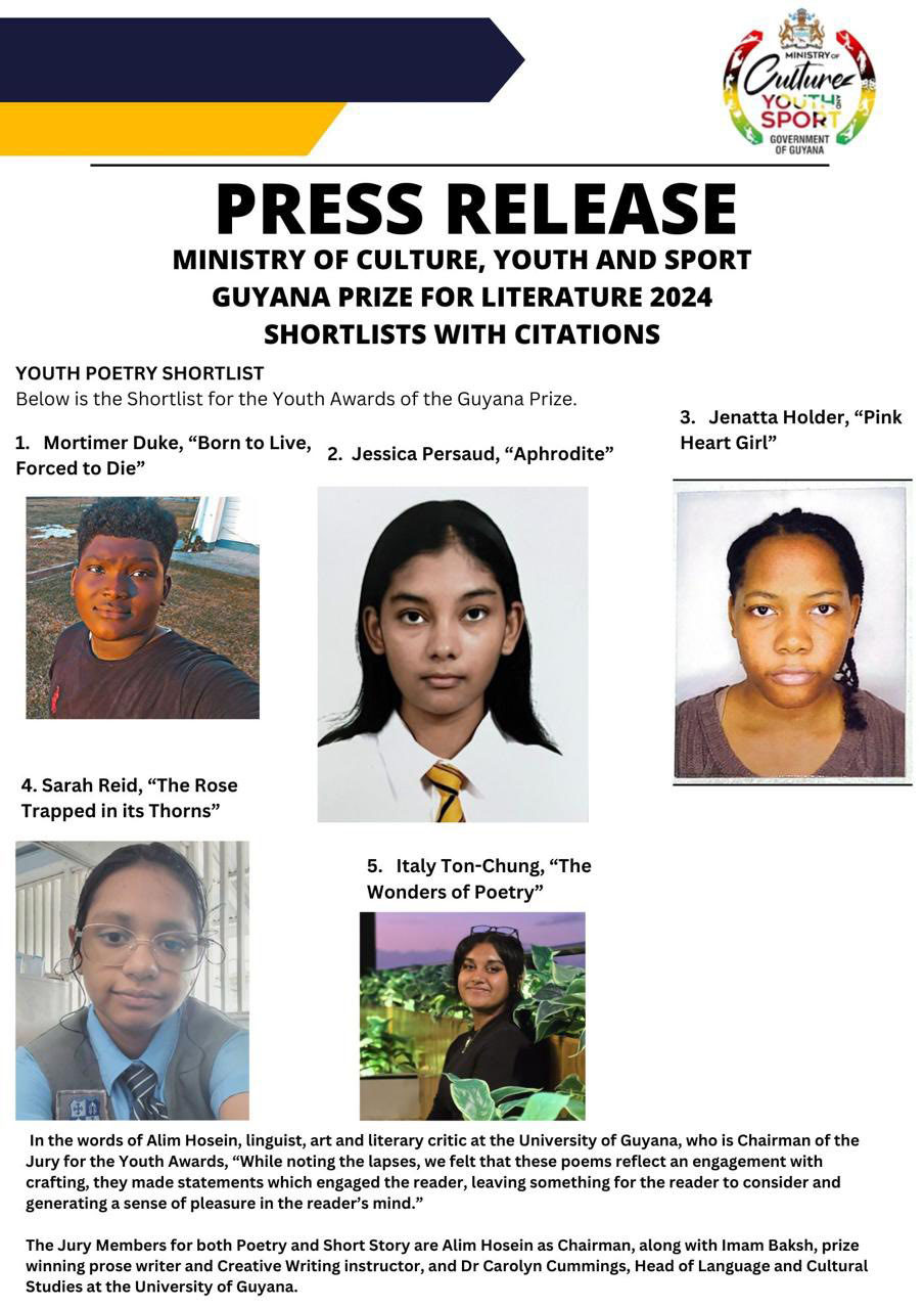 Guyana Prize winners to be announced July 4