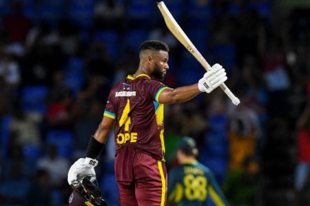 West Indies captain Shai Hope has bemoaned his side’s inability to put together a complete game with the bat after they were swept 5-0 by Australia in the T20I series. (Getty Images)

