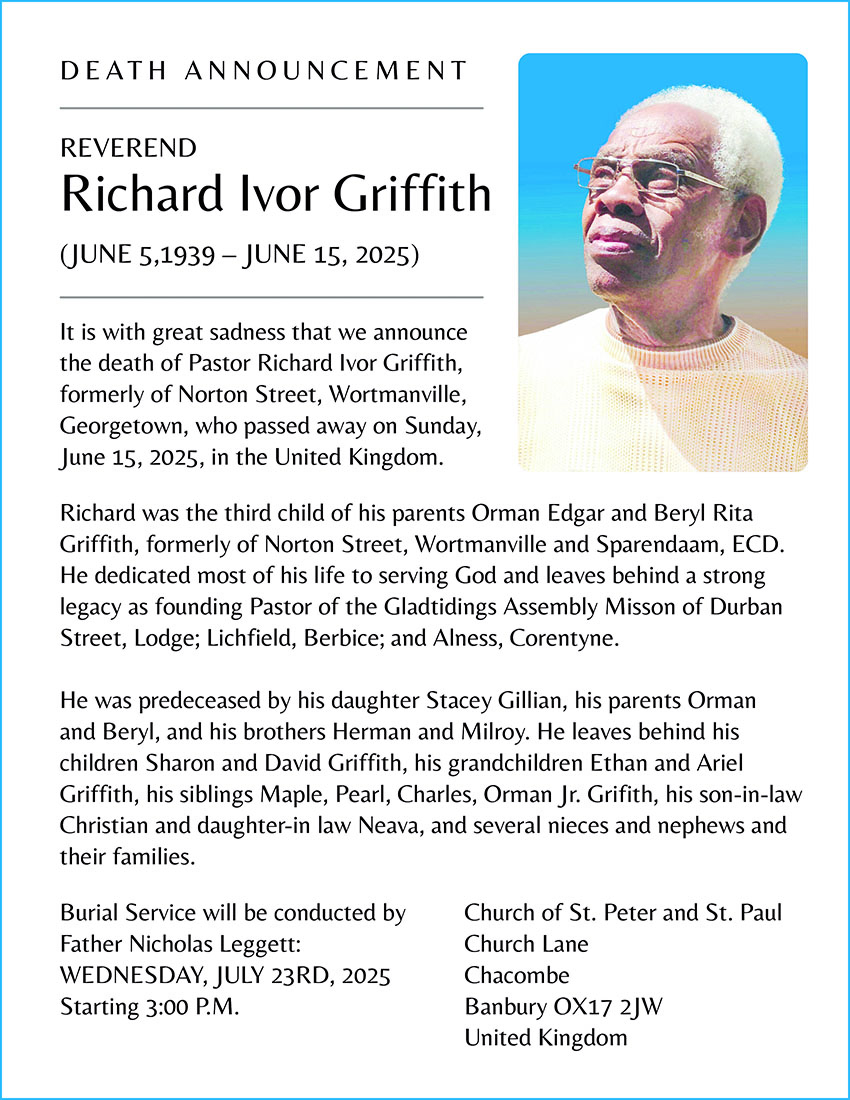 Rev Richard Ivor Griffith – Stabroek News