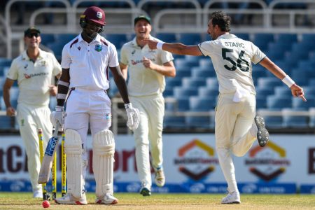 Jayden Seales was last man out as West Indies were routed for 27. (AFP/Getty Images)
