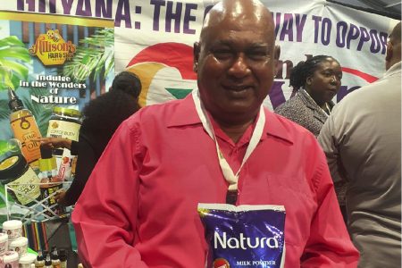 Seearam Dabicharran with a Natura packet

