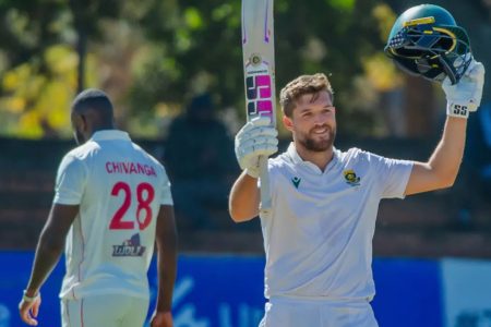 Wiaan Mulder brought up the second fastest triple century in Test cricket.  (Zimbabwe Cricket)
