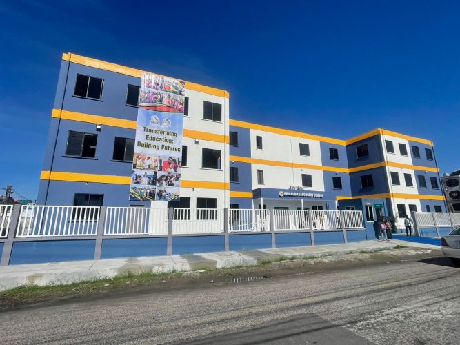 The new Brickdam Secondary School building