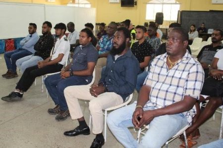 Participants of the GEA’s fourth EV Maintenance and Repairs Training Programme at the closing ceremony held on Friday at the Mahaicony Technical and Vocational Education Training Centre
