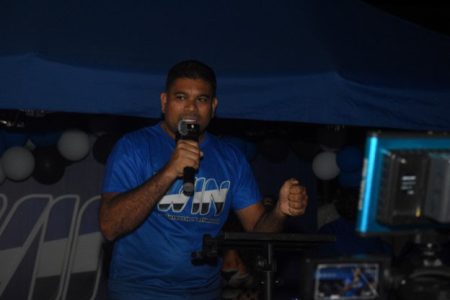 Azruddin Mohamed at the community meeting in Sophia last night  