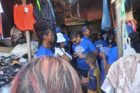 Azruddin Mohamed at the Stabroek Market yesterday
