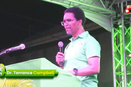Terrence Campbell while addressing the gathering in New Amsterdam
