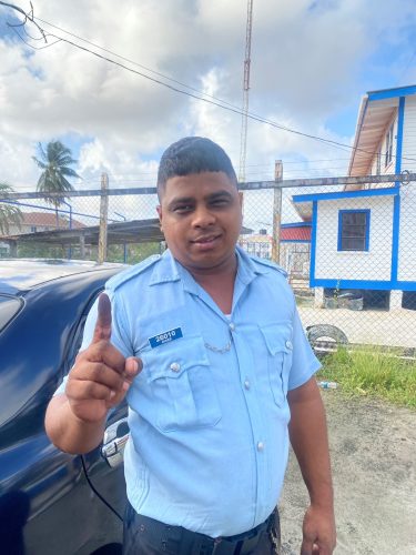 A voter in Essequibo today