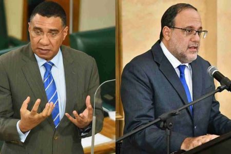 Andrew Holness (left) and Mark Golding