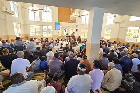  Friday prayers yesterday at the Eccles Sunnatul Jamaat in observance of Youman Nabi. (Office of the President photo)